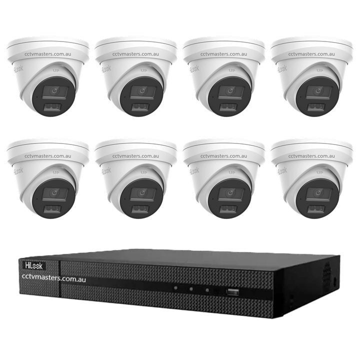 HiLook Pro 6MP Camera Kit featuring 8 IPC-T363H-MU cameras and an 8CH NVR for enhanced security monitoring.