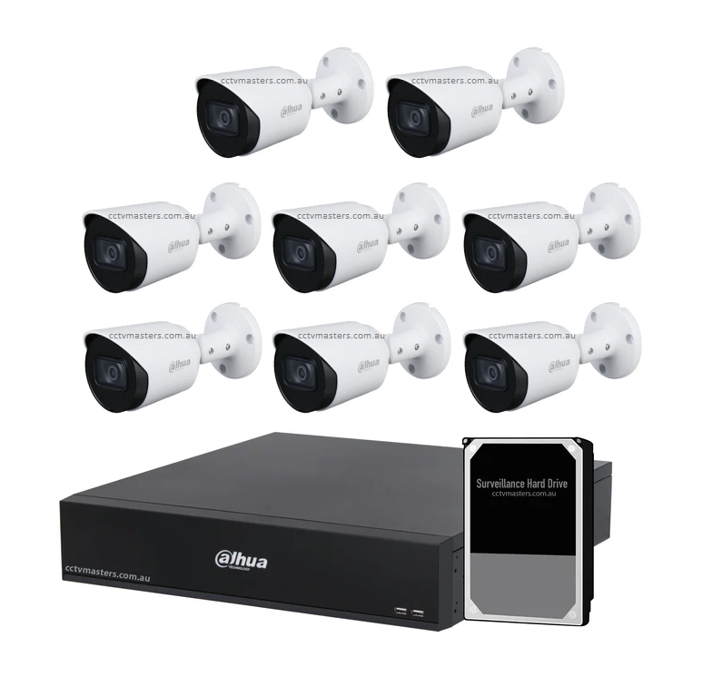 Dahua HDCVI Camera Kit, 8 x 4MP HDCVI Bullet Camera with 8CH XVR