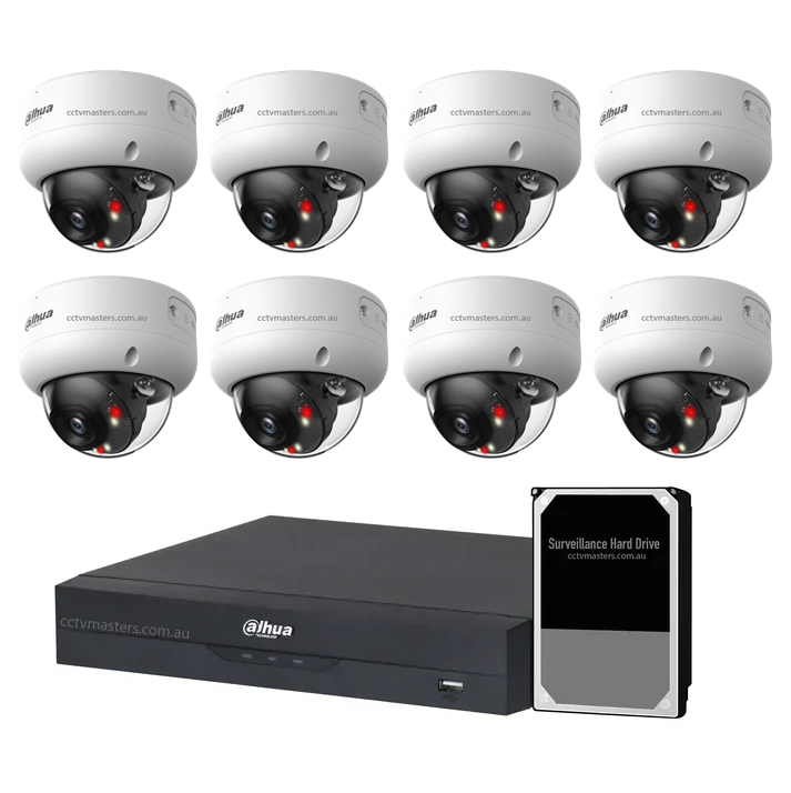 Dahua Accupick Camera Kit, 8 x 8MP AI WizSense with Warm Light, 8CH AI Smart NVR Ultra 4K