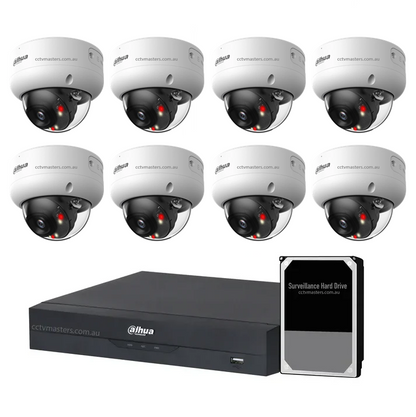 Dahua Accupick Camera Kit, 8 x 8MP AI WizSense with Warm Light, 8CH AI Smart NVR Ultra 4K