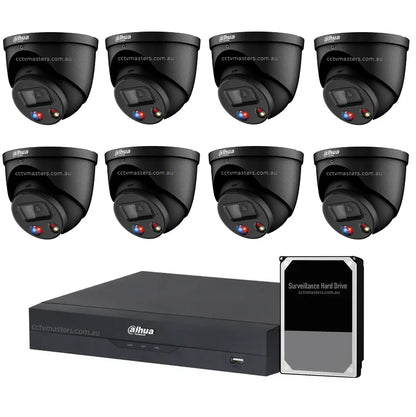 Dahua Active Deterrence Camera Kit, 8 x 8MP Full-colour 8CH AI Smart NVR Ultra 4K Black