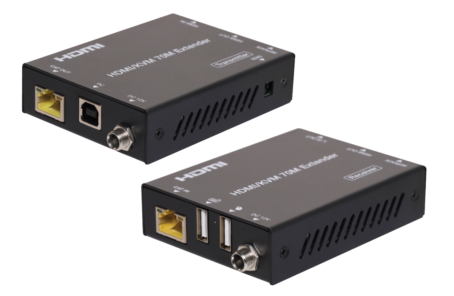 HDMI 2.0B HDCP 2.2 Black HDMI Extender With USB1.1 KVM Incl Receiver & Transmitter 18Gbps upto 70m via Single cat6/6A
