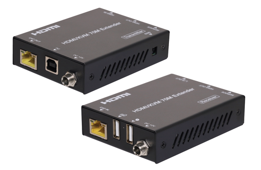 HDMI 2.0B HDCP 2.2 Black HDMI Extender With USB1.1 KVM Incl Receiver & Transmitter 18Gbps upto 70m via Single cat6/6A