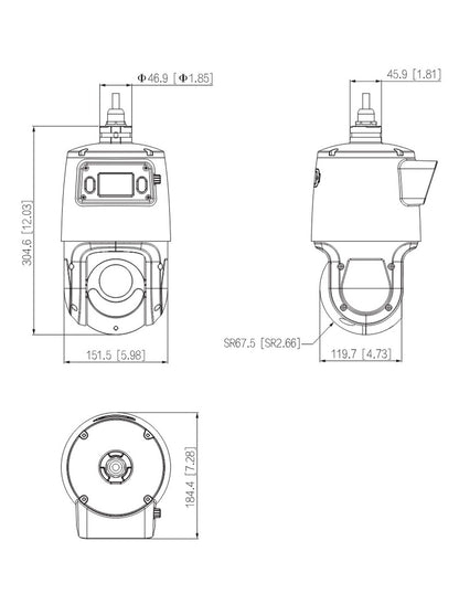 Dahua TiOC WizSense Dual-LED 8MP+4MP x25 Zoom Auto Tracking IP PTZ Camera - DH-SDT4E425-8P-GB-APV1