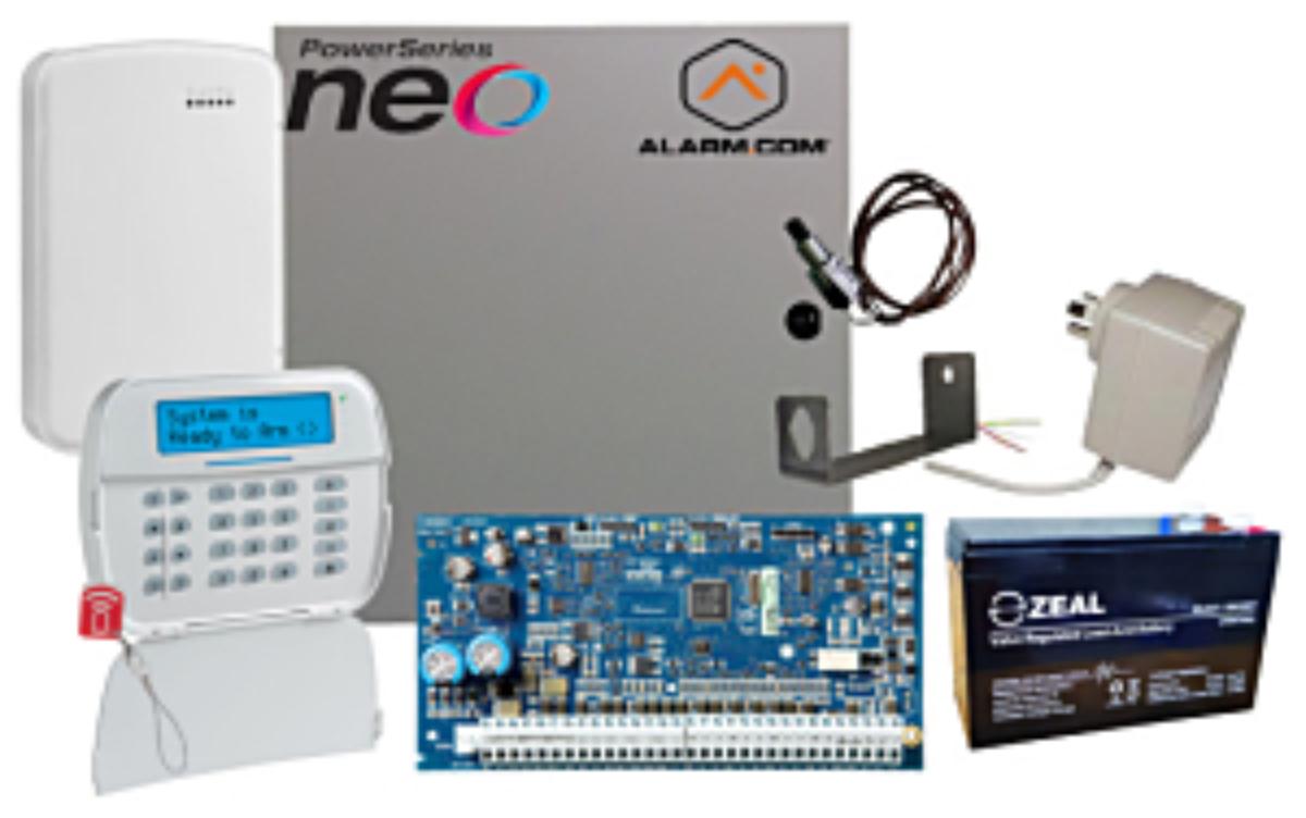 DSC PowerSeries NEO ADC BASE KIT 128-Zone with DSC-HS2LCDRF4 Keypad, NO PIR, Alarm.com 3G/Ethernet Dual Path Communicator for PowerSeries NEO with AT&T SIM Card