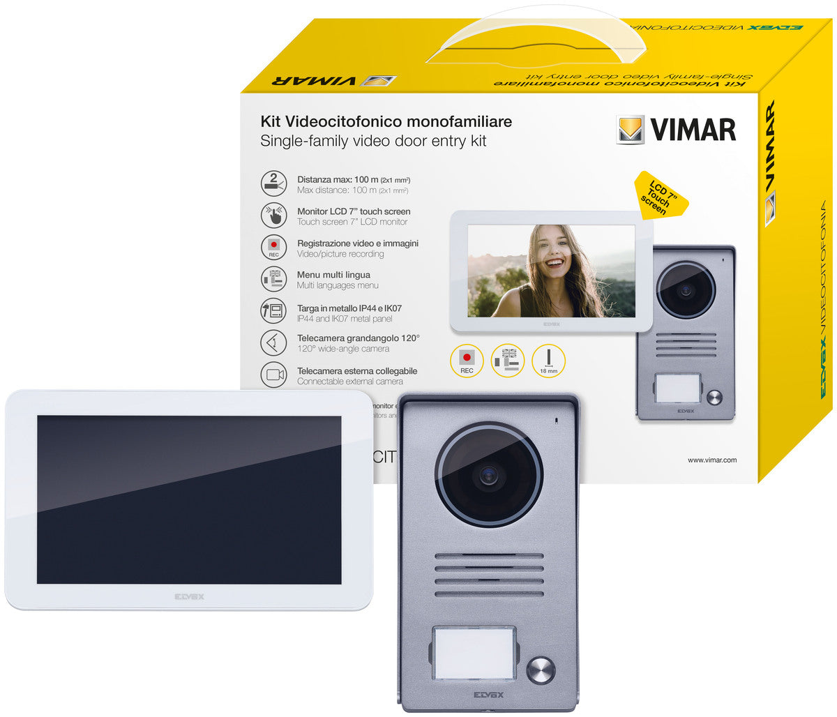 Elvox 2-Wire Video Intercom Kit 7" Monitor, 1 Button Outdoor Station, ELVK40915