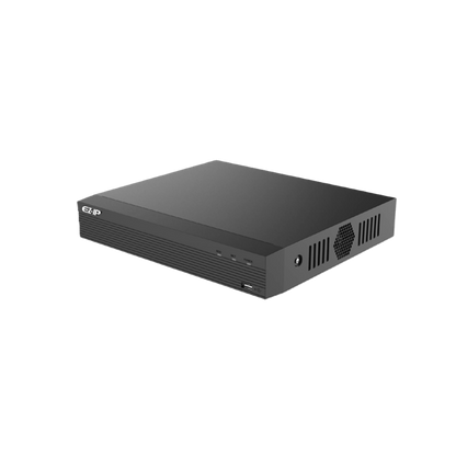 EZ-IP Camera Kit NVR device for security systems with a sleek black design.