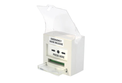 CP32 Resettable "Emergency Door Release" Text Break Glass (BGA) 1 x DPDT Output Standard BGA Surface Mount