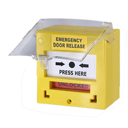 CP32 Resettable "Emergency Door Release" Text Break Glass (BGA) 1 x DPDT Output Standard BGA Surface Mount