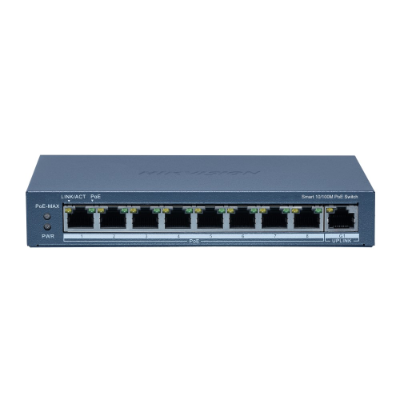 Hikvision 8 Port 10/100 PoE Switch, 1x 1Gb RJ45, 120W