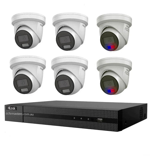 HiLook 8MP Kit 4 x IPC-T282H-MU and 2 x 6MP Full C0lor Camera with IntelliSense, Built-in Mic, 8CH 4K NVR