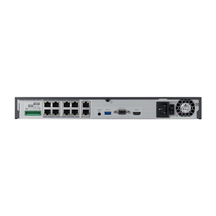 Hanwha Wisnet WAVE 8ch PoE/PoE+ NVR, 80Mbps, No HDD, SATA