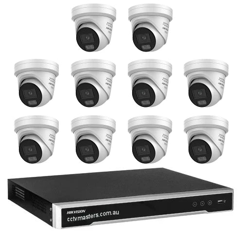 Hikvision Camera Kit, 10 x 6MP ColorVu Gen 3 Turret, 16Ch NVR HDD Optional