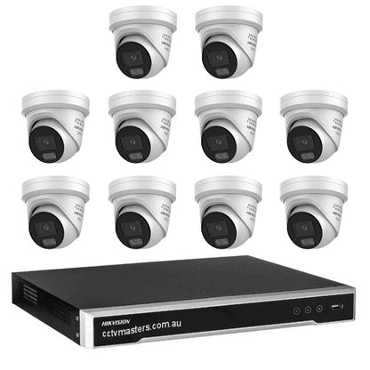 Hikvision Camera Kit, 10 x 6MP ColorVu Gen 3 Turret, 16Ch NVR HDD Optional
