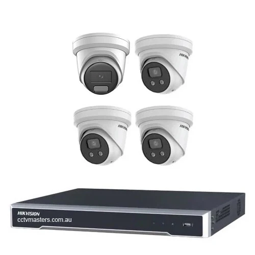 Hikvision Camera Kit, 3 x 6MP AcuSense, 1 x 6MP ColorVu Turret Bundle 4CH NVR