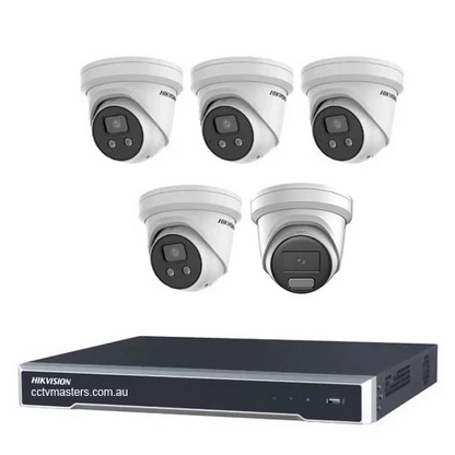 Hikvision Camera Kit, 4 x 6MP AcuSense, 1 x 6MP ColorVu Turret Bundle 8CH NVR