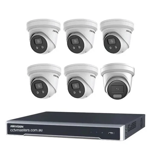 Hikvision Camera Kit, 5 x 6MP AcuSense, 1 x 6MP ColorVu Turret Bundle 8CH NVR