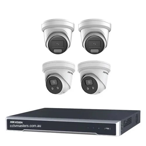 Hikvision Camera Kit, 2 x 8MP AcuSense, 2 x 8MP ColorVu Turret, 4Ch NVR  HDD Optional