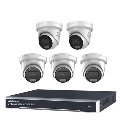 Hikvision Mix Camera Kit featuring 3 AcuSense and 2 ColorVu cameras with 8Ch NVR for enhanced surveillance