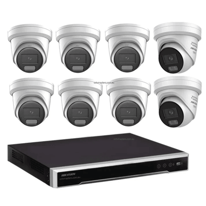 Hikvision Mix Camera Kit featuring 6 x 8MP AcuSense and 2 x 8MP ColorVu Gen 3 cameras with 8Ch NVR.