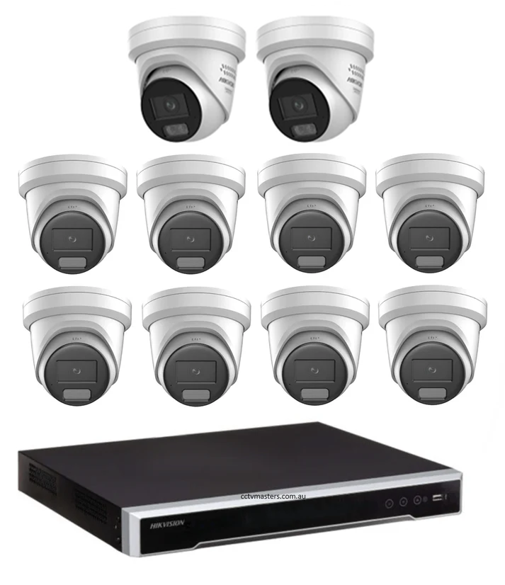Hikvision Camera Kit, 8 x 8MP AcuSense, 2 x 8MP ColorVu Gen 3 Turret, 16Ch NVR HDD Optional