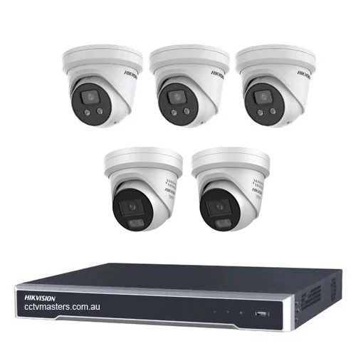 Hikvision Camera Kit, 3 x 8MP AcuSense, 2 x 8MP ColorVu Gen 3 Turret, 8Ch NVR  HDD Optional