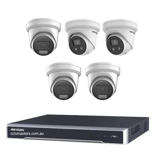 Hikvision Camera Kit, 2 x 6MP AcuSense, 3 x 6MP ColorVu Turret Bundle 8CH NVR