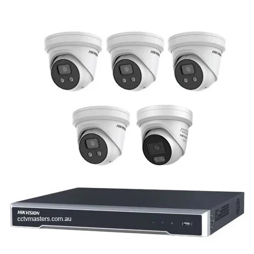 Hikvision Camera Kit, 4 x 8MP AcuSense, 1 x 8MP ColorVu Gen 3 Turret, 8Ch NVR  HDD Optional