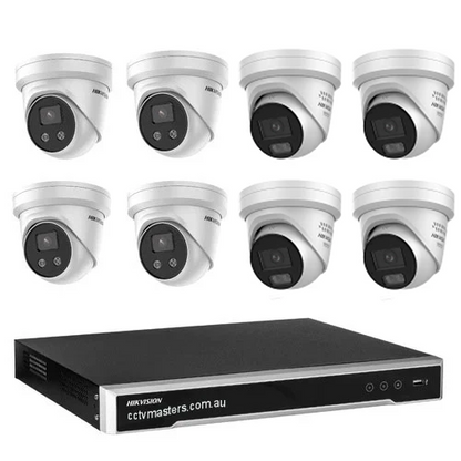 Hikvision Camera Kit, 4 x 8MP AcuSense, 4 x 8MP ColorVu Gen 3 Turret, 8Ch NVR HDD Optional