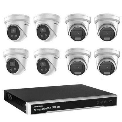 Hikvision Camera Kit, 4 x 6MP AcuSense, 4 x 6MP ColorVu Turret Bundle 8CH NVR