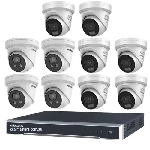 Hikvision Camera Kit, 4 x 8MP AcuSense, 6 x 8MP ColorVu Gen 3 Turret, 16Ch NVR HDD Optional