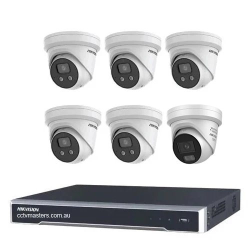 Hikvision Camera Kit, 5 x 8MP AcuSense, 1 x 8MP ColorVu Gen 3 Turret, 8Ch NVR  HDD Optional