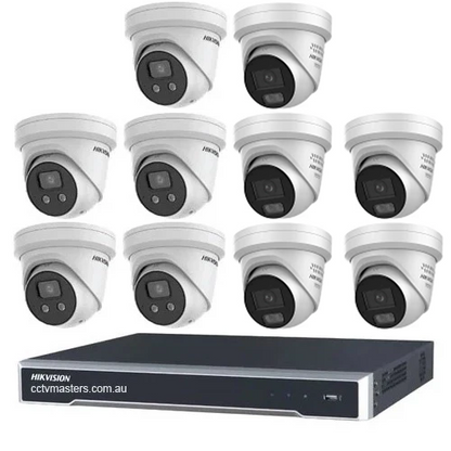 Hikvision Camera Kit, 5 x 8MP AcuSense, 5 x 8MP ColorVu Gen 3 Turret, 16Ch NVR HDD Optional