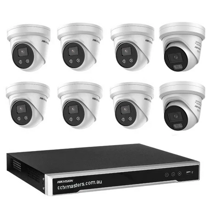 Hikvision Camera Kit, 6 x 8MP AcuSense, 2 x 8MP ColorVu Gen 3 Turret, 8Ch NVR HDD Optional