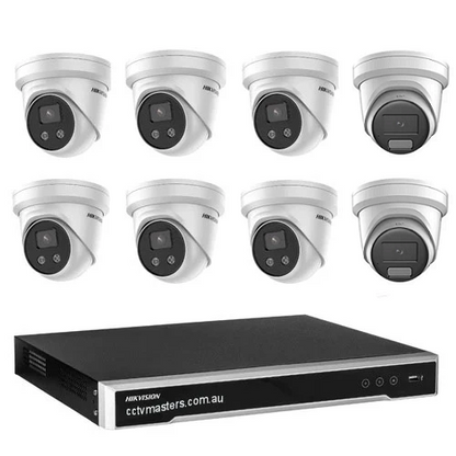 Hikvision Camera Kit, 6 x 6MP AcuSense, 2 x 6MP ColorVu Turret Bundle 8CH NVR