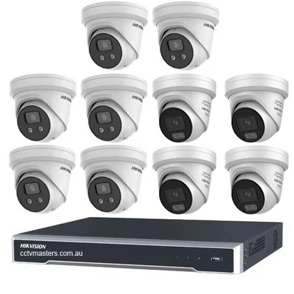 Hikvision Camera Kit, 6 x 8MP AcuSense, 4 x 8MP ColorVu Gen 3 Turret, 16Ch NVR HDD Optional
