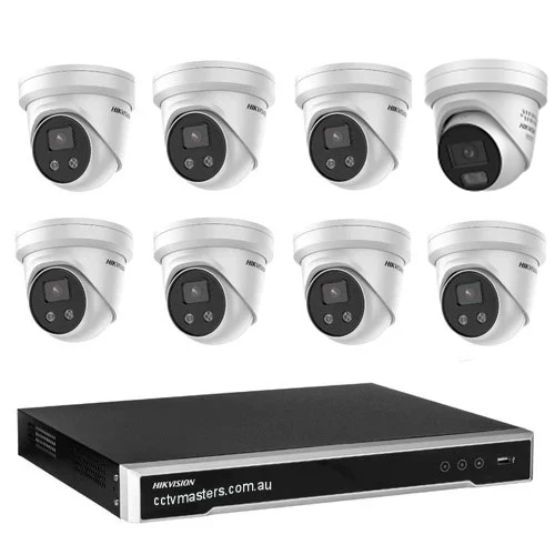Hikvision Camera Kit, 7 x 8MP AcuSense, 1 x 8MP ColorVu Gen 3 Turret, 8Ch NVR HDD Optional