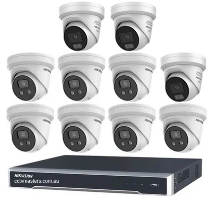 Hikvision Camera Kit, 7 x 8MP AcuSense, 3 x 8MP ColorVu Gen 3 Turret, 16Ch NVR HDD Optional