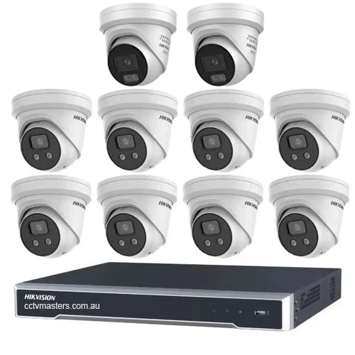 Hikvision Camera Kit, 8 x 8MP AcuSense, 2 x 8MP ColorVu Gen 3 Turret, 16Ch NVR HDD Optional