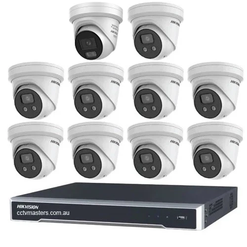 Hikvision Camera Kit, 9 x 8MP AcuSense, 1 x 8MP ColorVu Gen 3 Turret, 16Ch NVR HDD Optional