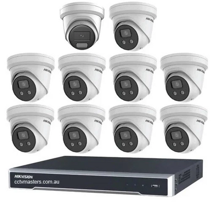 Hikvision Camera Kit, 9 x 8MP AcuSense, 1 x 8MP ColorVu Turret, 16Ch NVR  HDD Optional