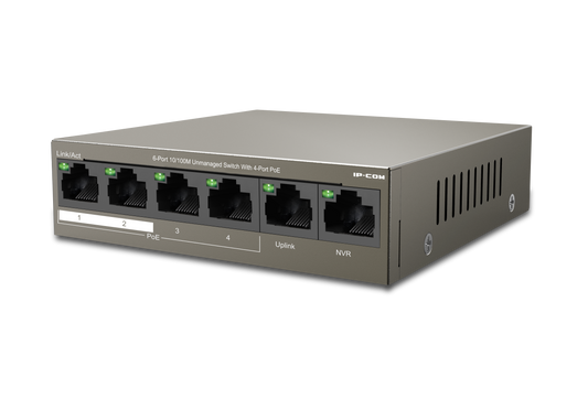 IP-COM 4 Port Switch 63W PoE Budget 4x PoE+ 2x100M Uplink L2 Unmanaged