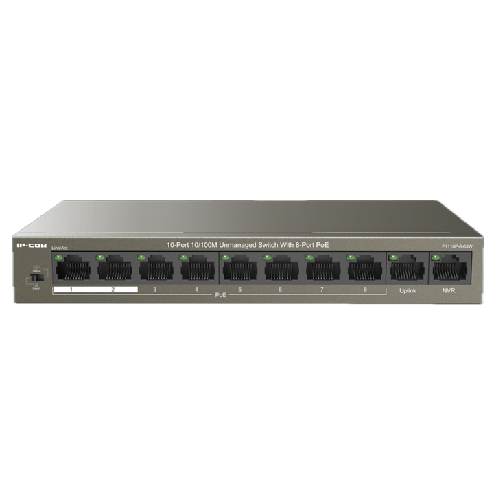 IP-COM 8 Port Switch 63W PoE Budget 8x PoE+ 2x100M Uplink L2 Unmanaged ...