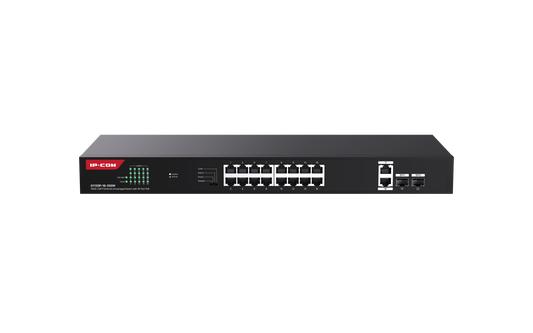 IP-COM 16 Port (20P) Gigabit Switch 230W PoE Budget 16x PoE+ Plus 2x 1G SFP/ Fibre Port 2x1G Uplink L2 Unmanaged