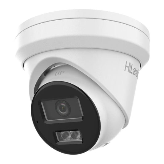 HiLook 6MP Camera, IPC-T361H-MU, outdoor turret design with IR feature and built-in mic for surveillance.
