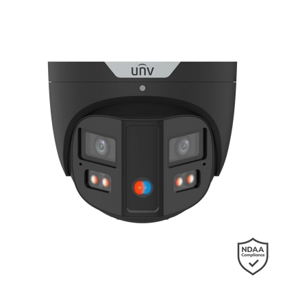 UNV IP Camera Prime-III Series 8MP Dual Lens 180 Degree with AI People Counting, ColorHunter, Wise-ISP IR+Warm LED - Black