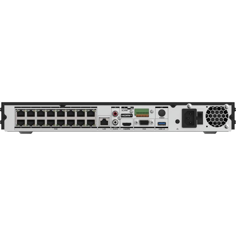 Back view of Hikvision 16ch NVR, DS-7616NXI-I2/16P/VPro, showcasing ports and connections.