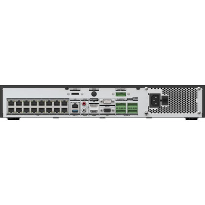 Hikvision 32ch NVR rear view showing ports and connections for DS-7732NXI-I4/16P/VPro with AcuSeek 16 PoE.
