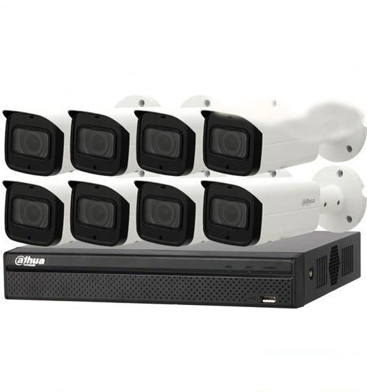 Dahua Camera, 8 x 8MP Bullet Camera Motorized Kit with 8ch NVR+ 2TB HDD - CCTVMasters.com.au