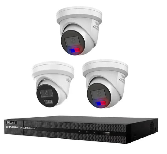 HiLook 8MP Kit 1 x IPC-T282H-MU and 2 x 6MP Full Color Camera with IntelliSense, Built-in Mic, 4CH 4K NVR